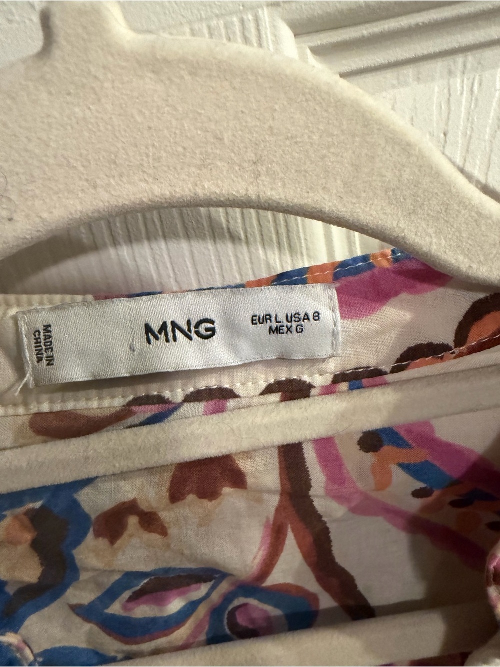 Mango Cream Floral Button-Front Midi Dress with Pink & Blue Accents - Picture 2 of 3